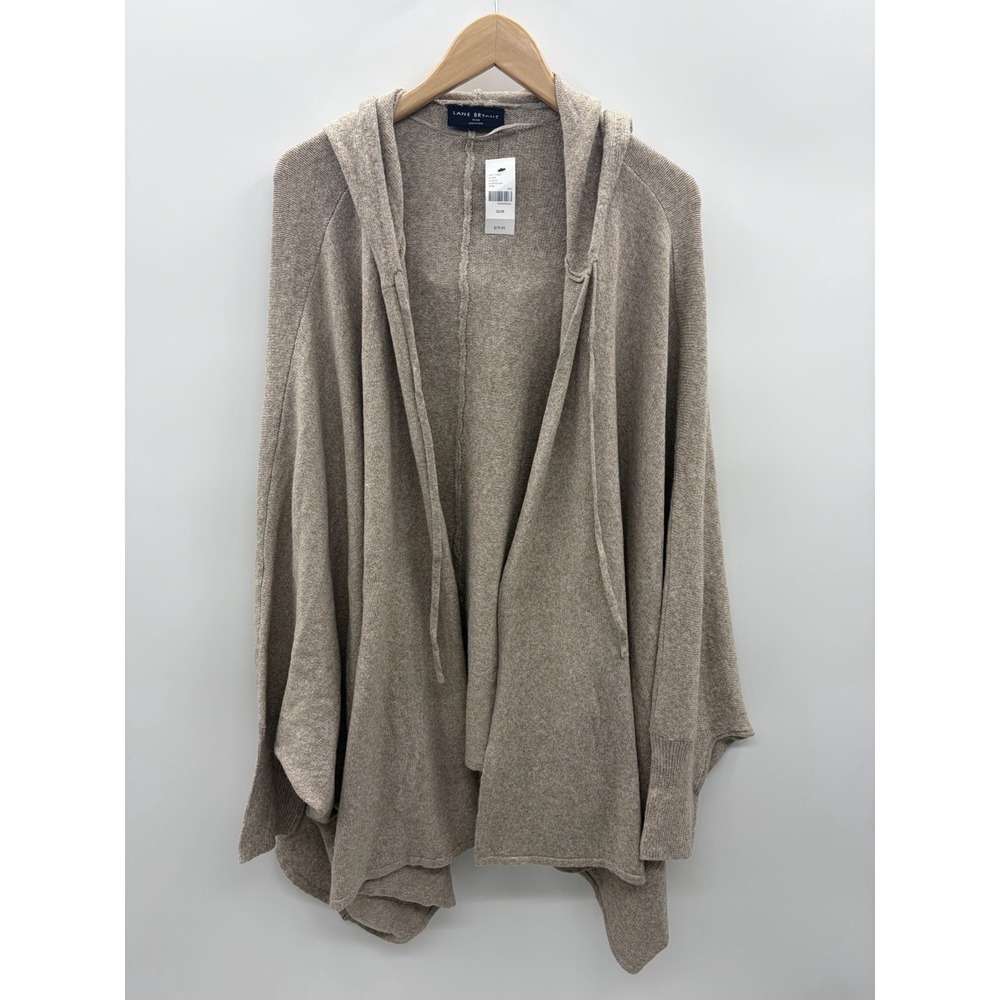Lane Bryant Womens Plus Size 22/28 Hooded Open Front Cardigan Sweater in Tan $79